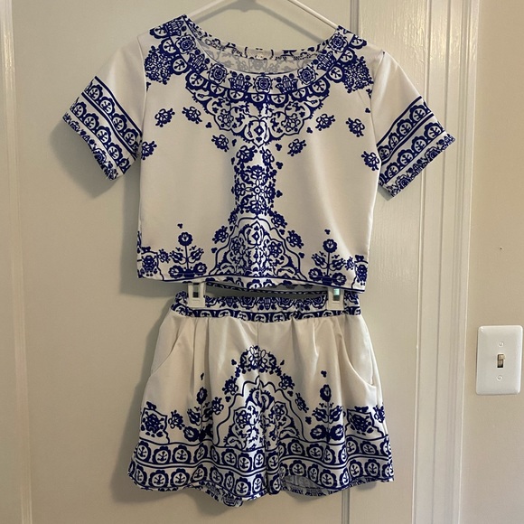 Pants - Blue and White Two-Piece Set
